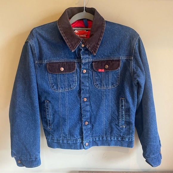Vintage Big Smith  Denim Jean Work Jacket Lined Corduroy - Picture 1 of 6